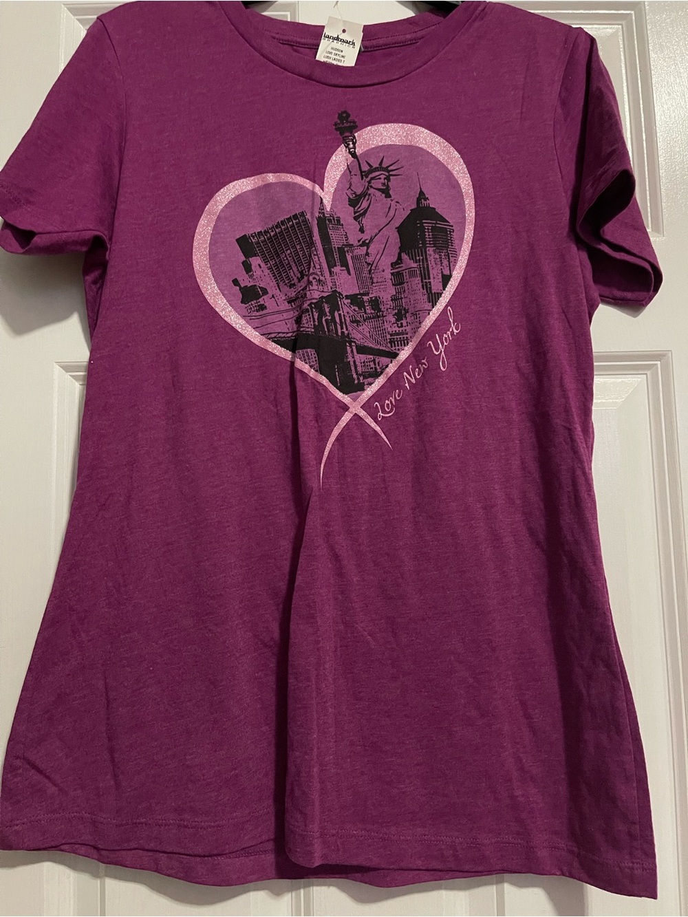 Next Level Apparel Purple Short-Sleeve Graphic Tee with Pink Heart